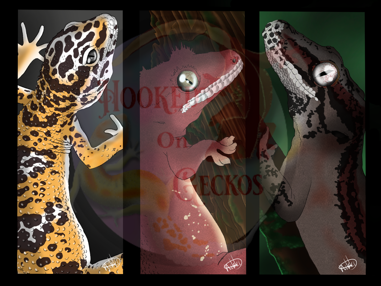 Gecko trio Art print