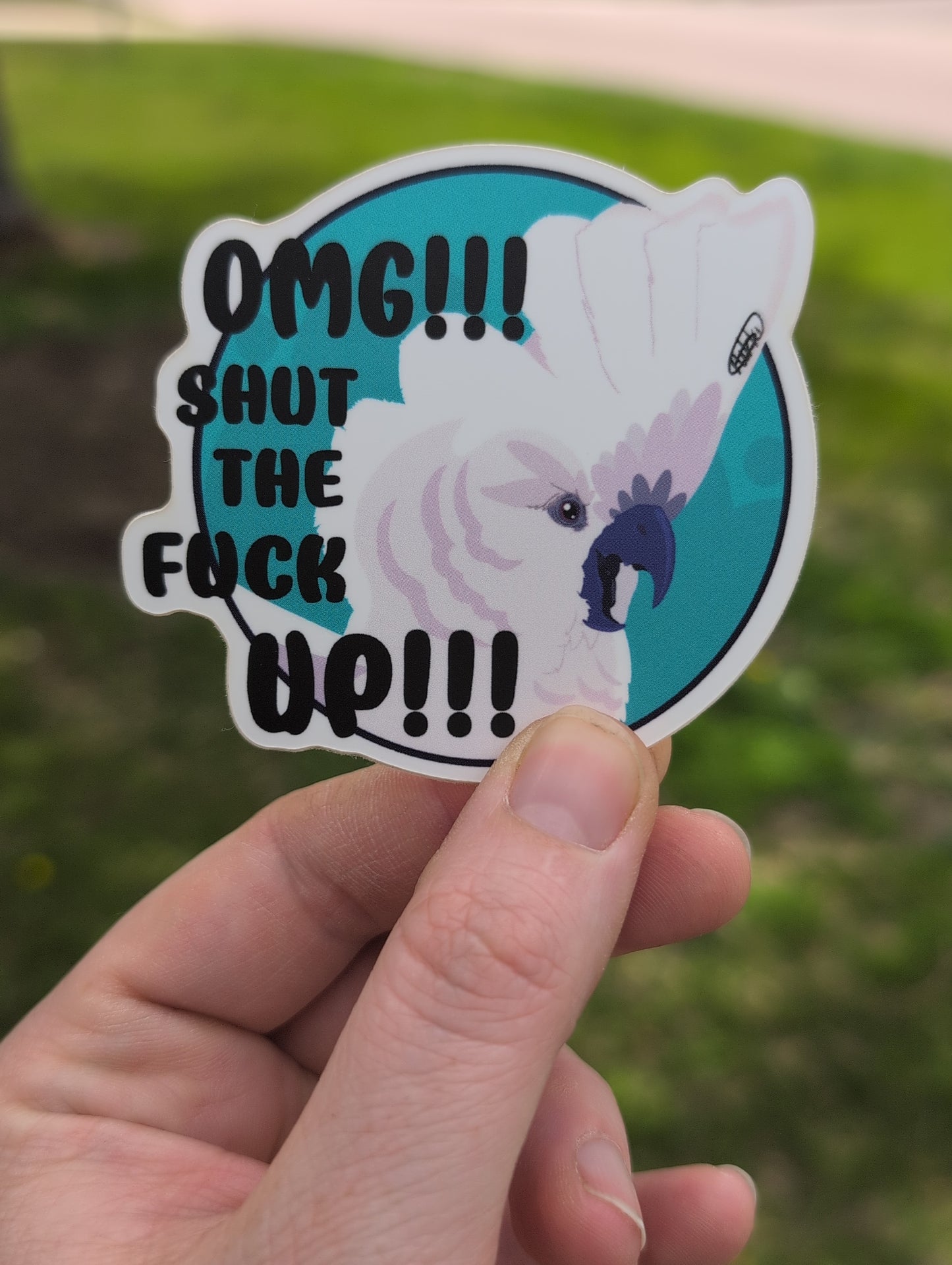 "OMG" cockatoo sticker