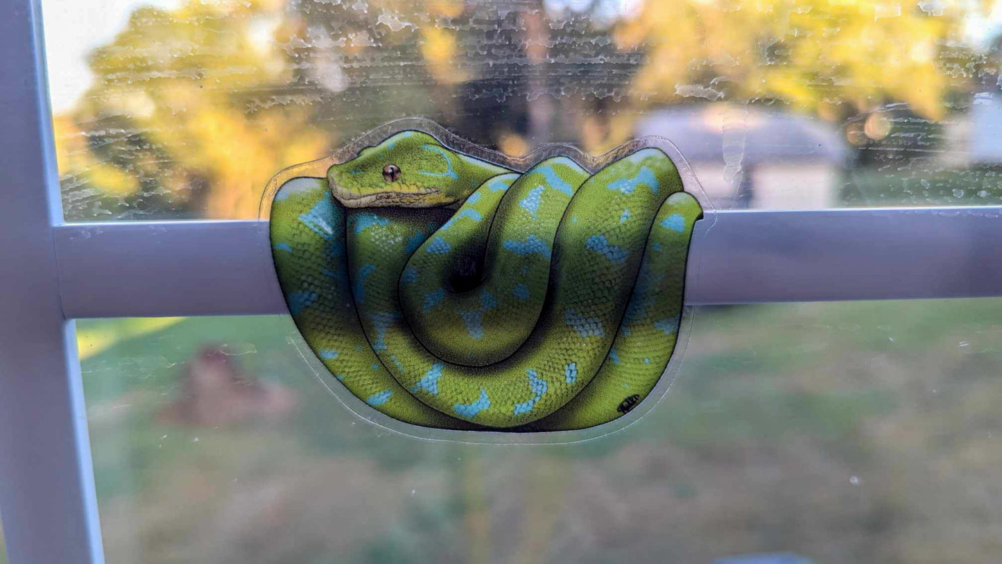 Green tree python sticker