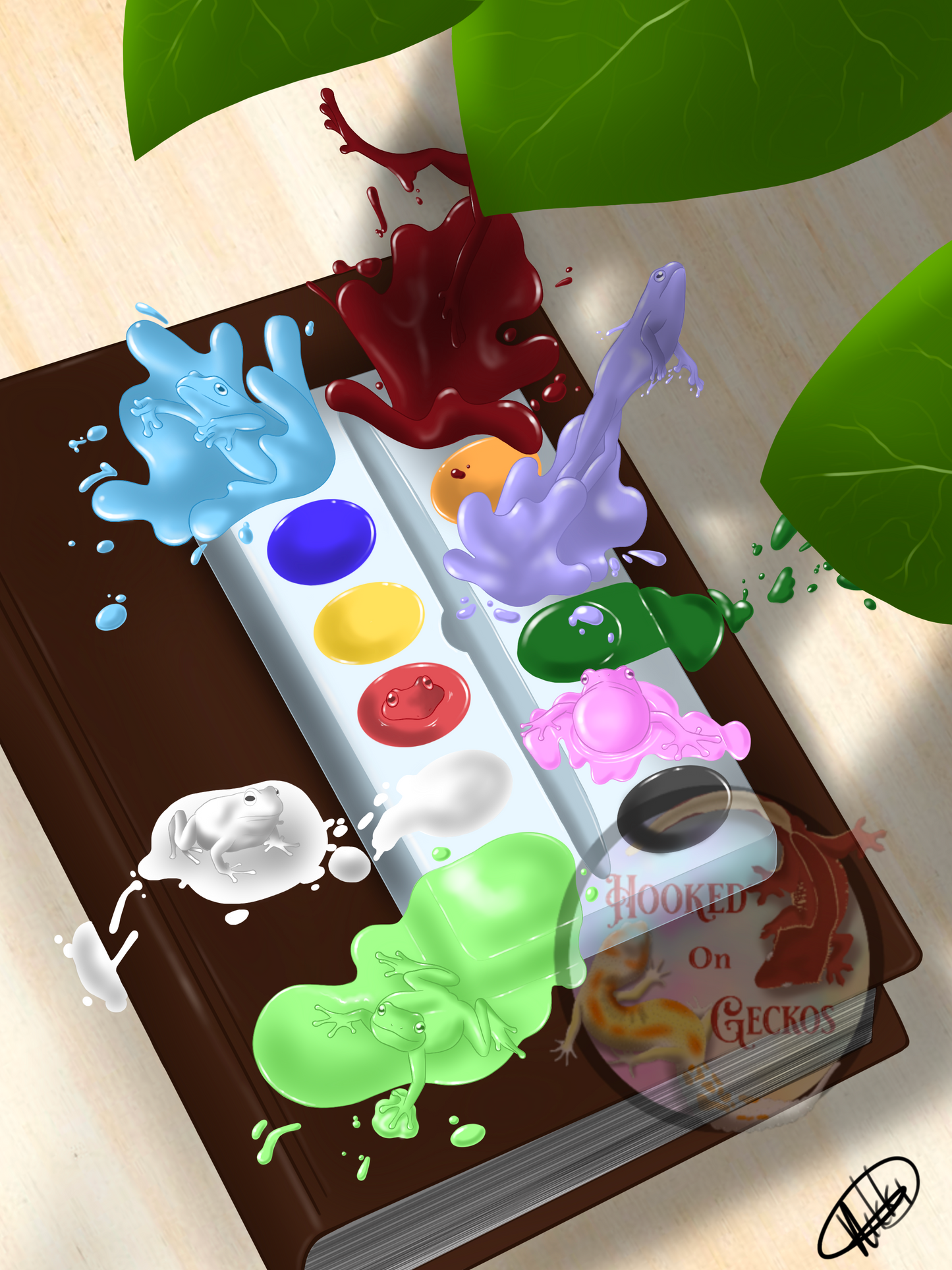 Frog painting palette Art print