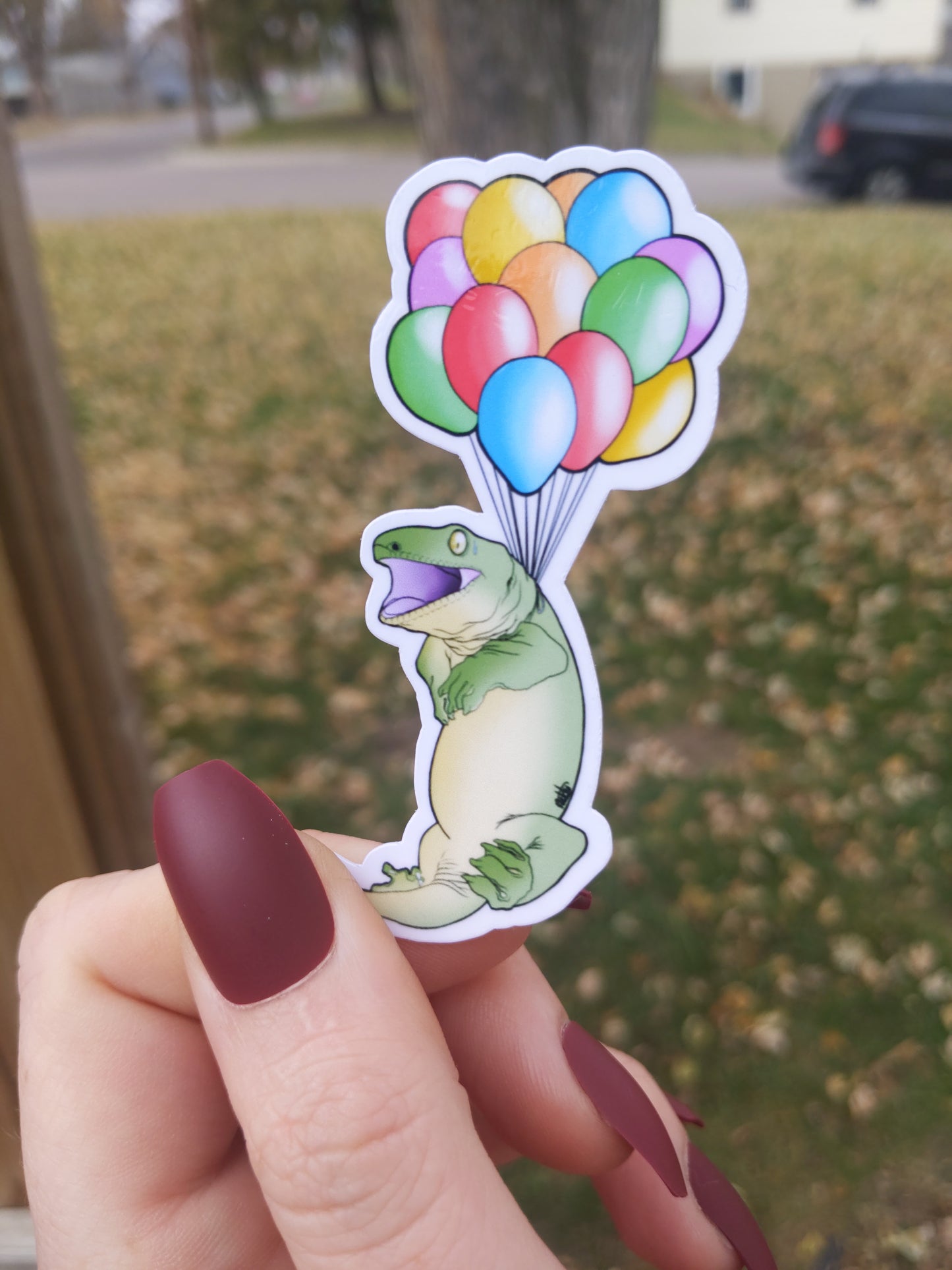 Floating away sticker
